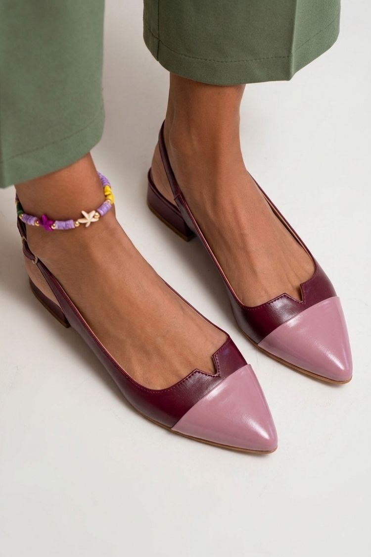 Ballerine slingback cut-out color block a punta con fibbia