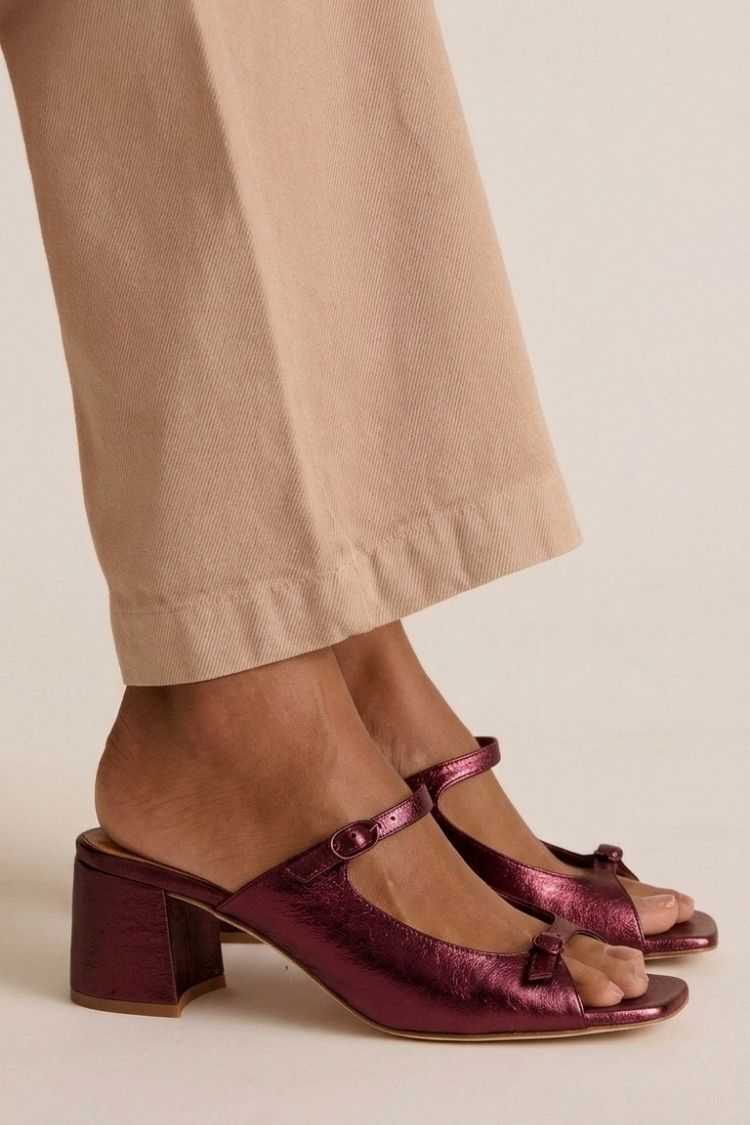 Tacchi larghi slingback cut-out color block Oro