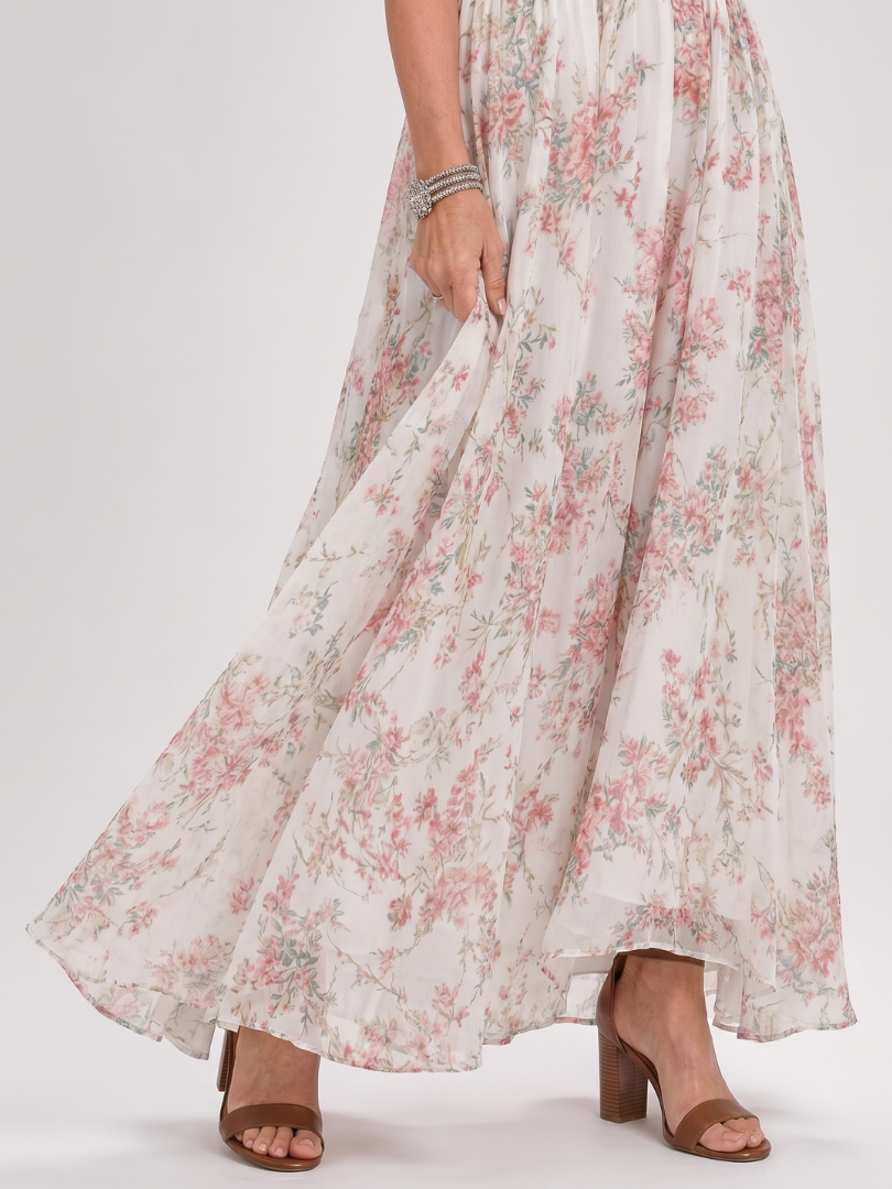 Guinevere | Abito Midi con Stampa Floreale e Gonna Fluttuante