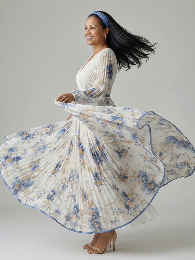 Rielle | Vestito Midi Avvolgente Plissettato
