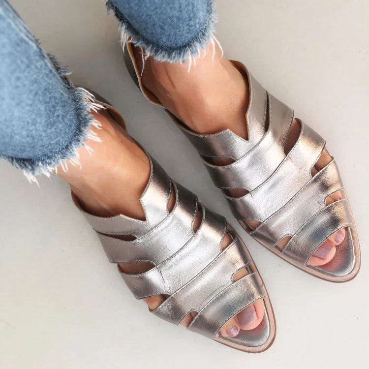 Ballerine cut-out peep toe slip-on casual a punta