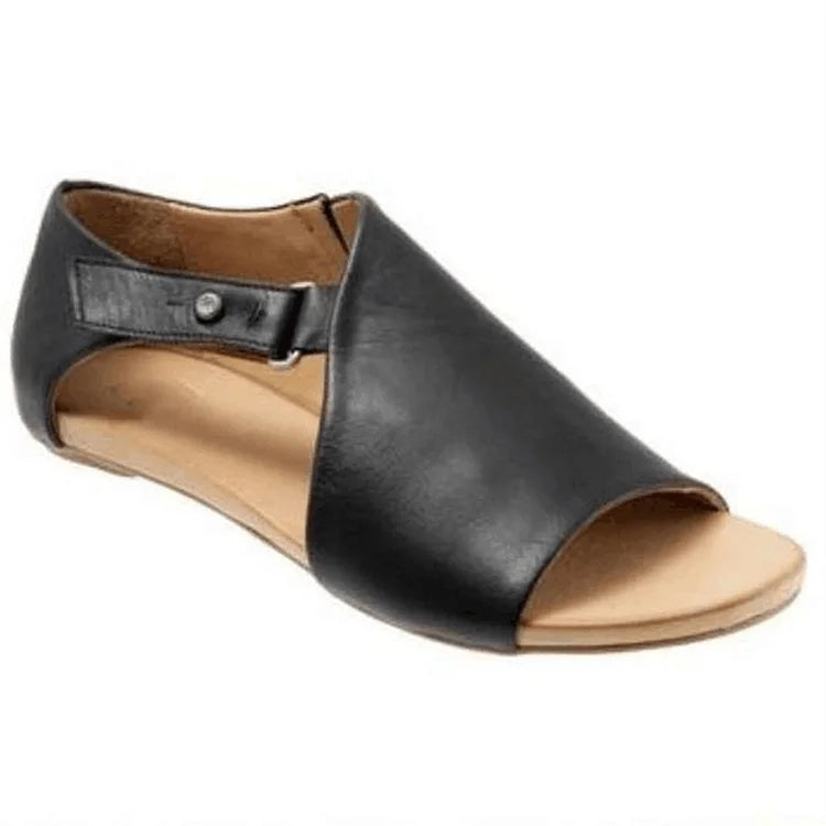 Sandali cut-out peep toe asimmetrici in tinta unita con cinturino e fibbia