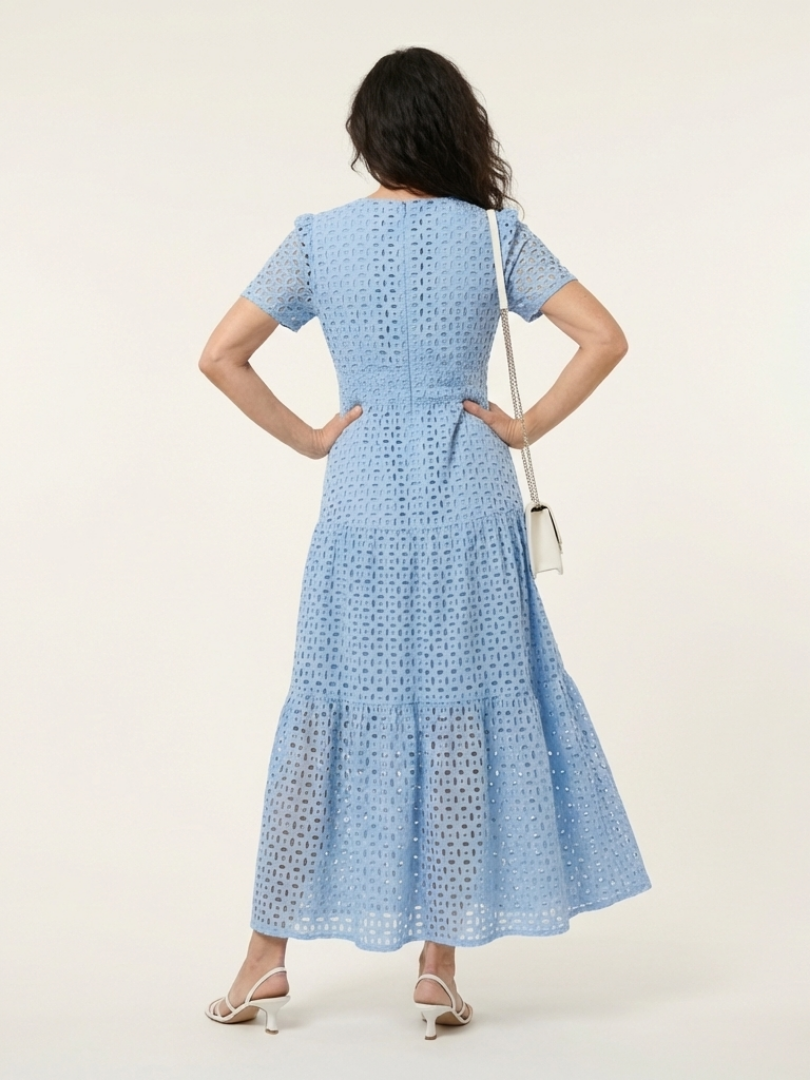 Brielle | Abito midi a maniche corte con scollatura a V