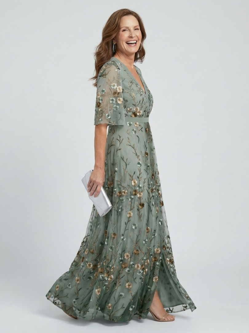 Julia | Abito maxi floreale con scollo a V