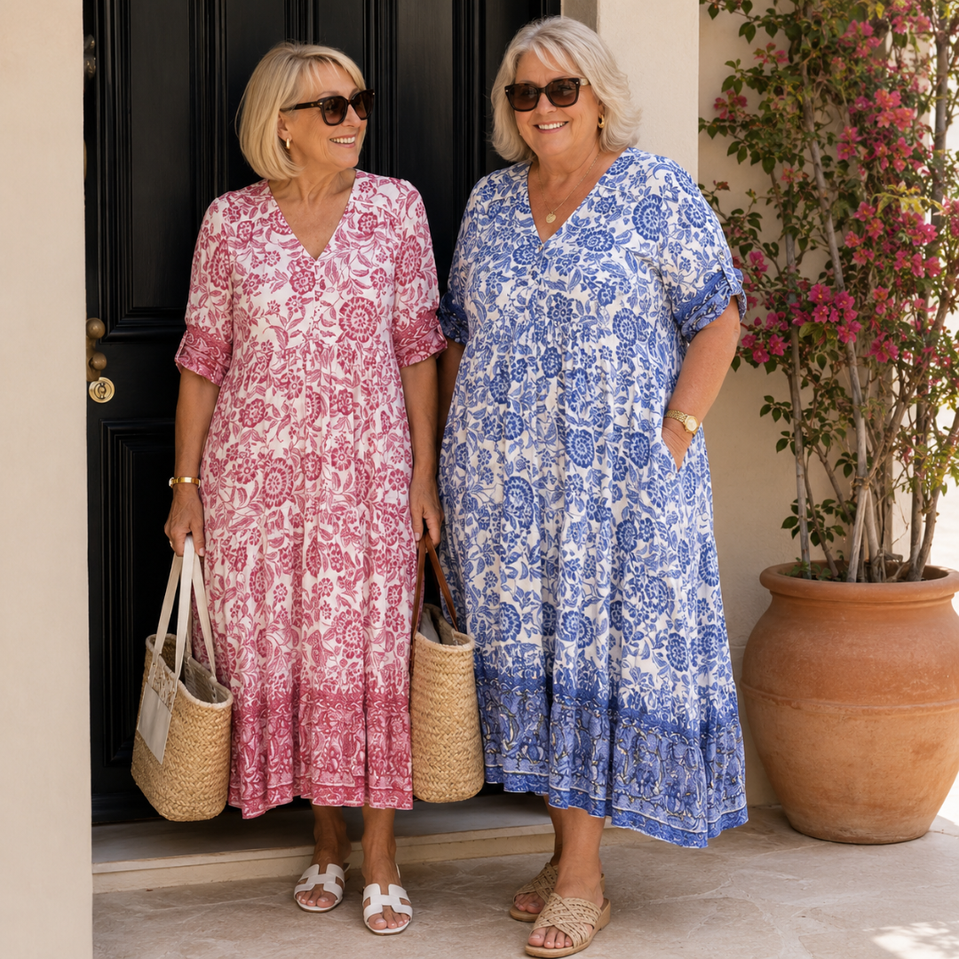Keisha | Abito Floreale V-Neck Elegante