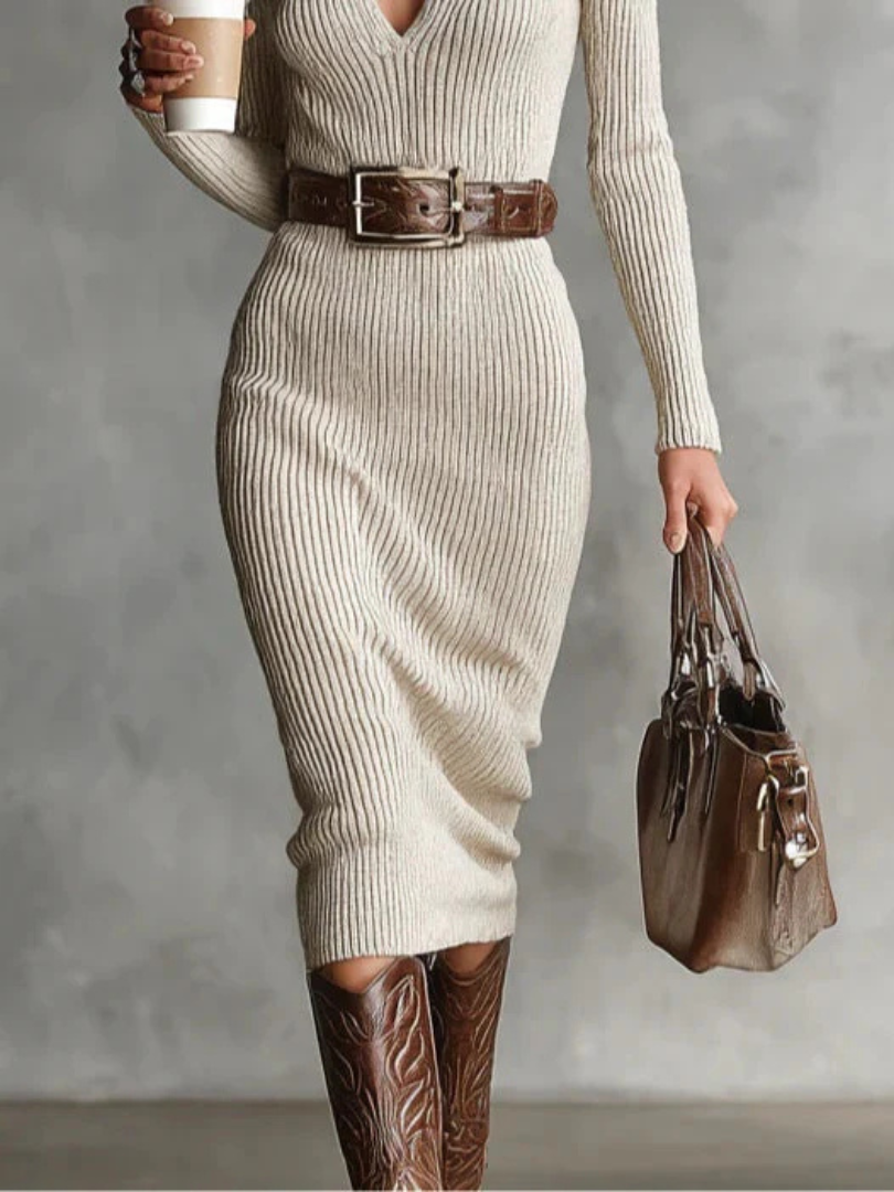 AMMINA | RIBBED KNIT AUTUMN DRESS