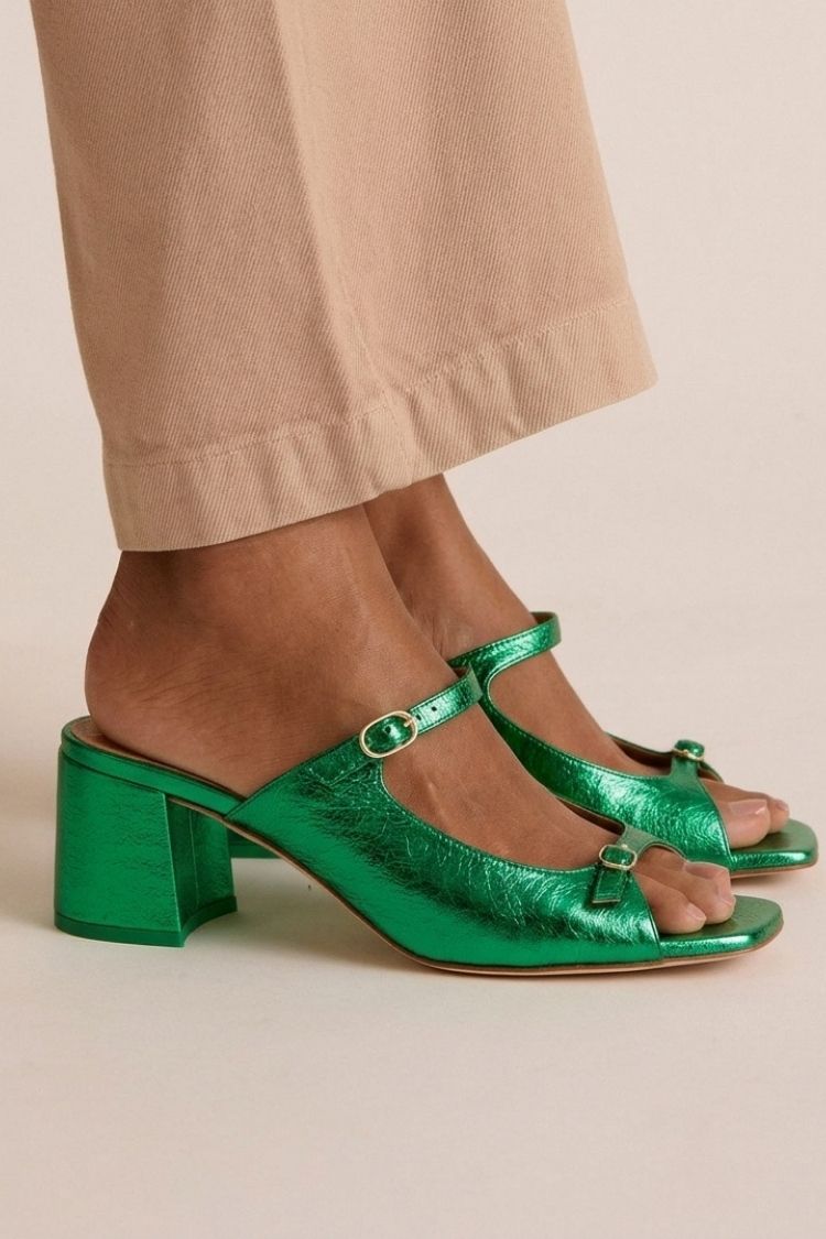 Tacchi larghi slingback cut-out color block Oro