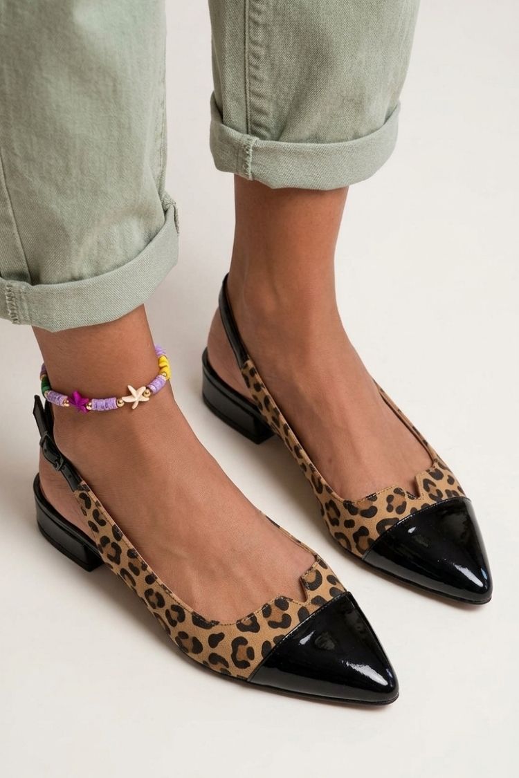 Ballerine slingback cut-out color block a punta con fibbia