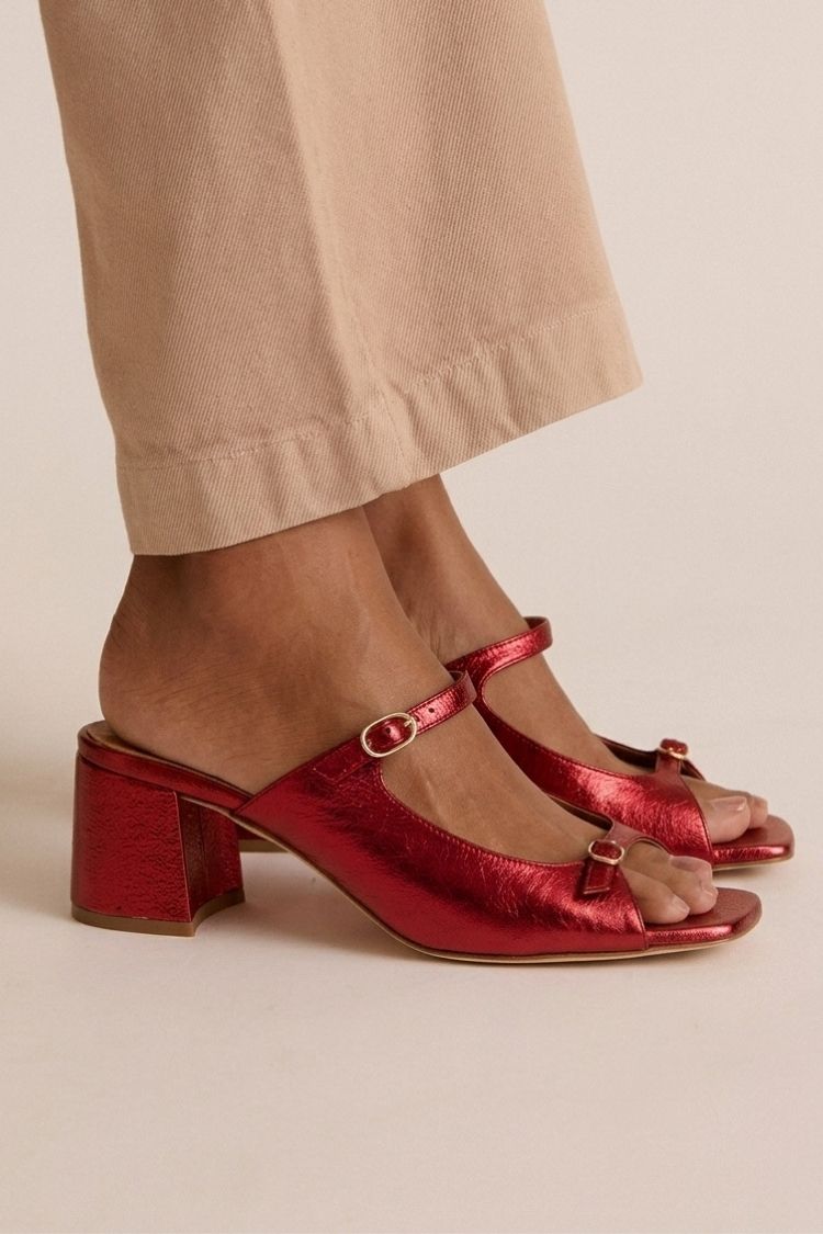 Tacchi larghi slingback cut-out color block Oro