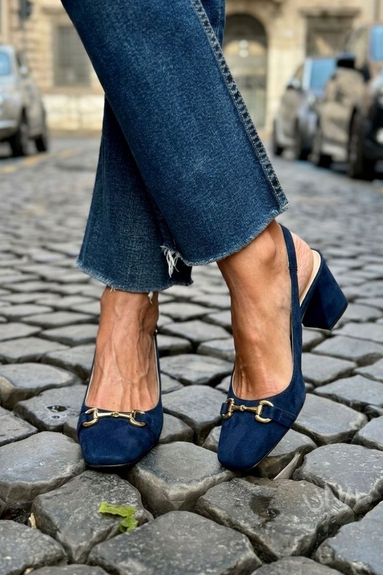 Tacchi a blocco slingback scamosciati Oliva