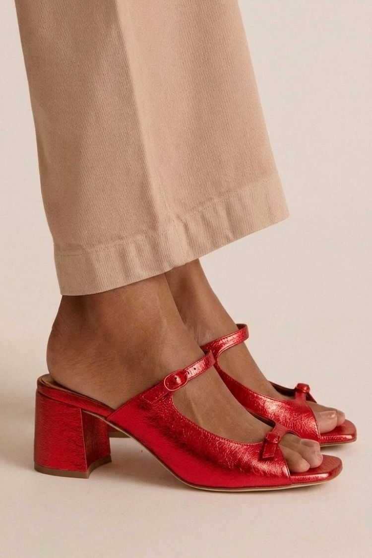 Tacchi larghi slingback cut-out color block Oro