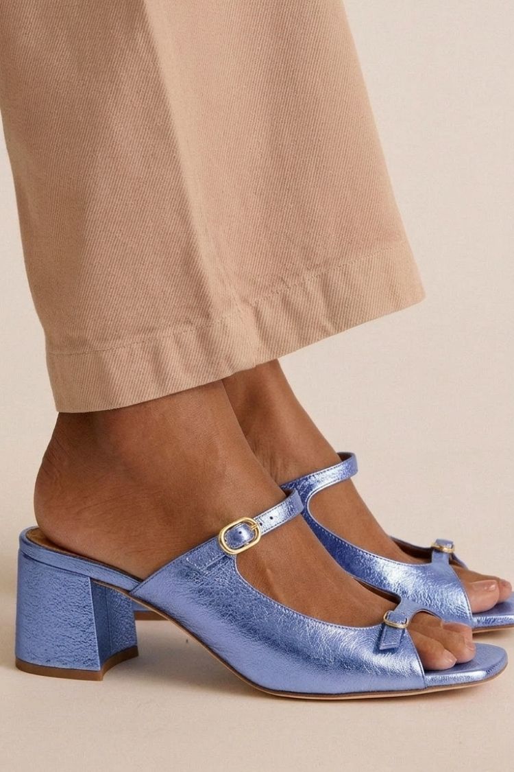 Tacchi larghi slingback cut-out color block Oro