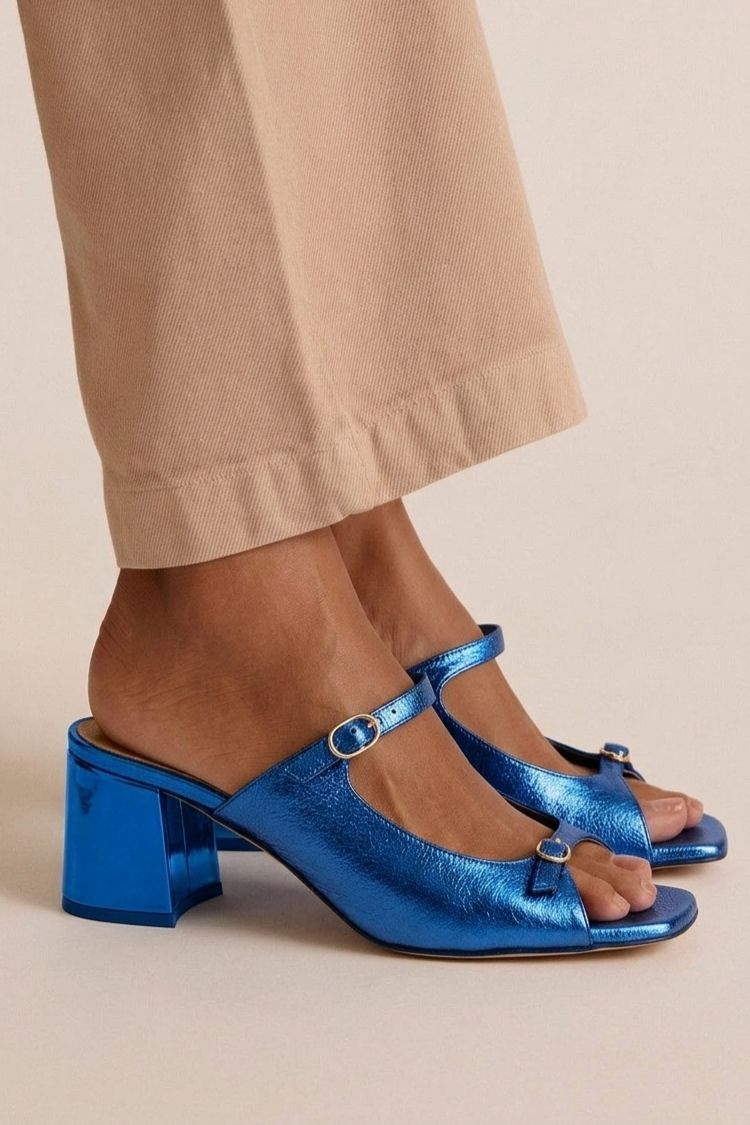 Tacchi larghi slingback cut-out color block Oro