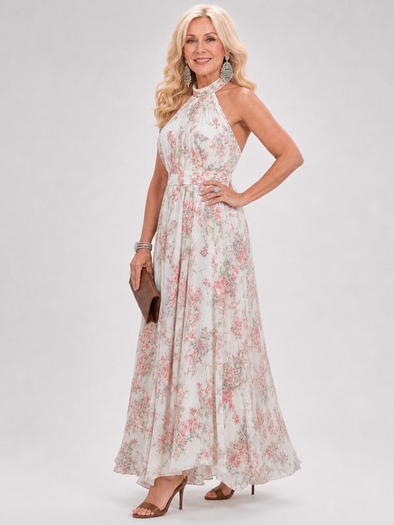 Guinevere | Abito Midi con Stampa Floreale e Gonna Fluttuante