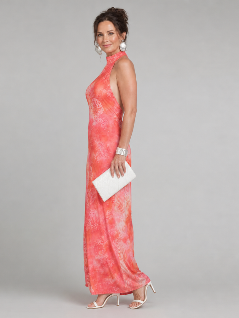Coraline | Abito Maxi con Scollo Halter e Stampa