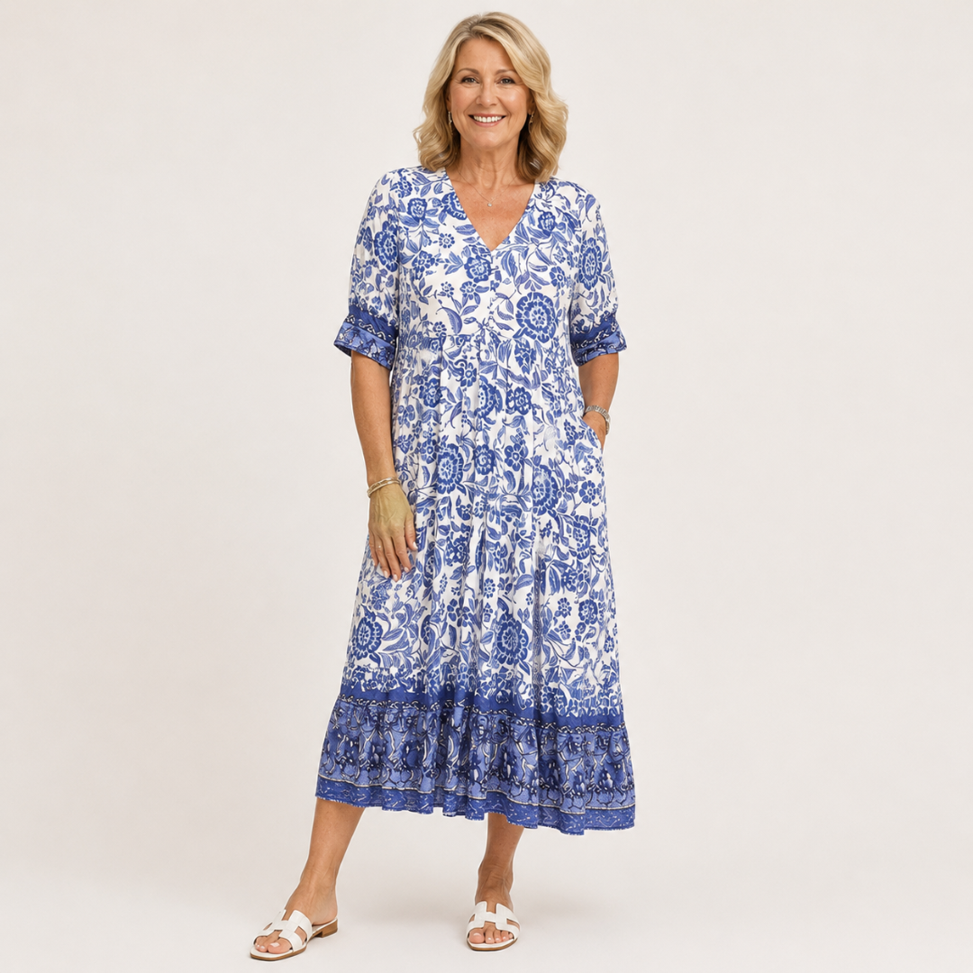 Keisha | Abito Floreale V-Neck Elegante