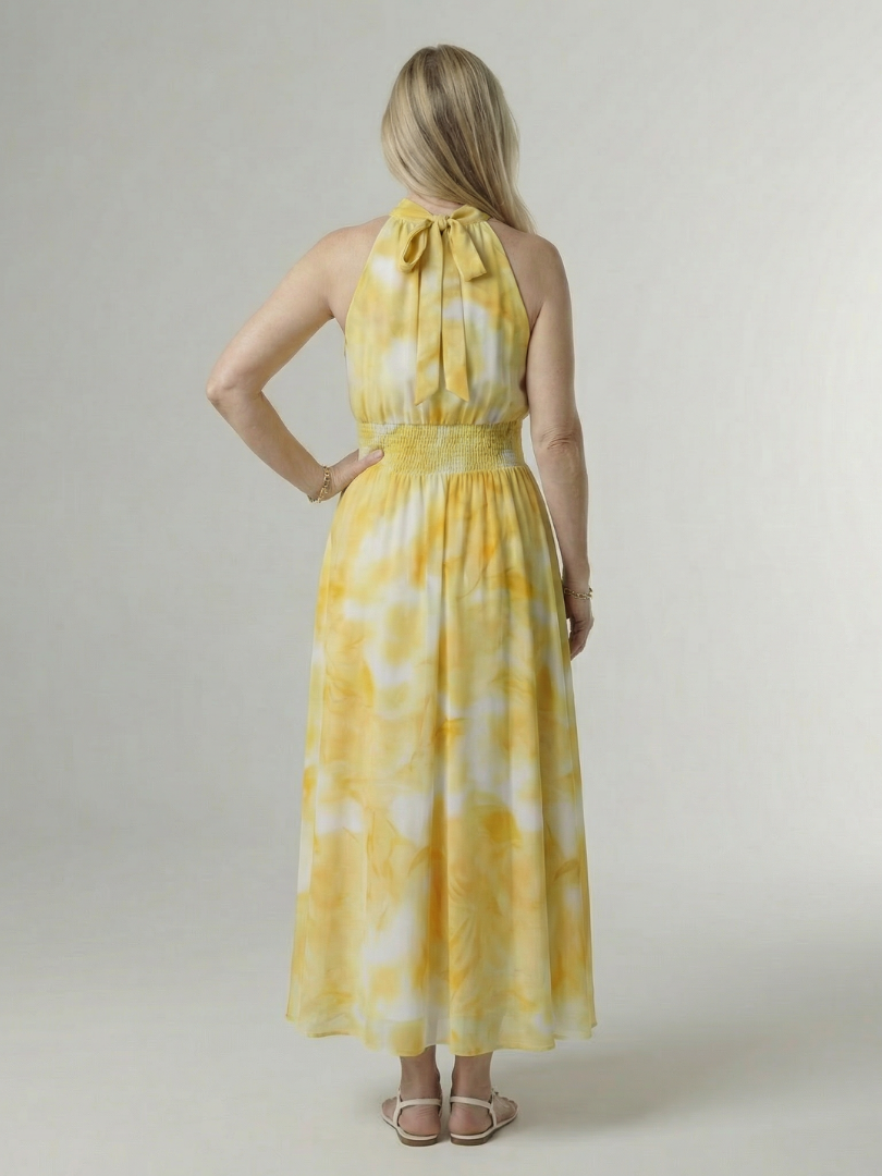 Sylin | Abito Midi con Scollo a Halter Arricciato