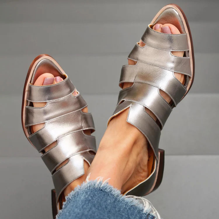 Ballerine cut-out peep toe slip-on casual a punta