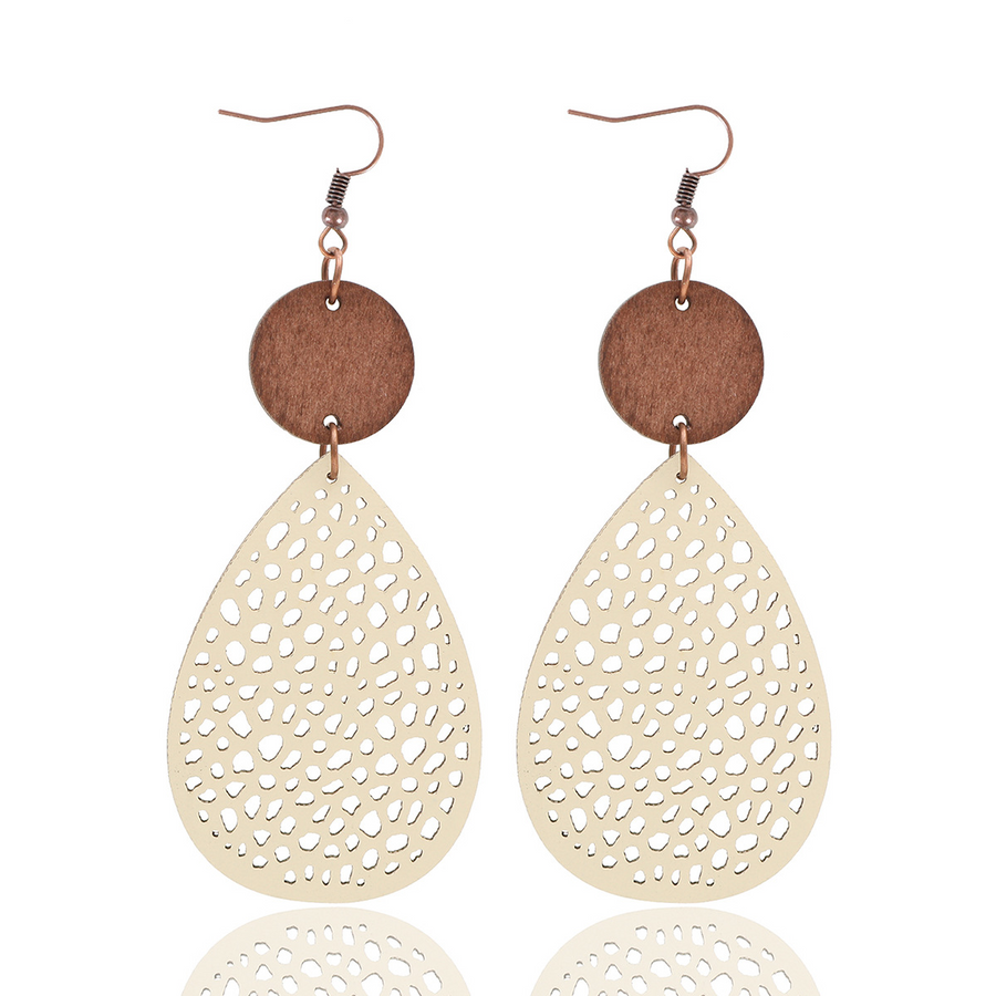 Eliana - Vintage Style Hollow-Out PU Leather Drop Earrings