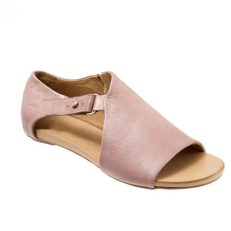 Sandali cut-out peep toe asimmetrici in tinta unita con cinturino e fibbia