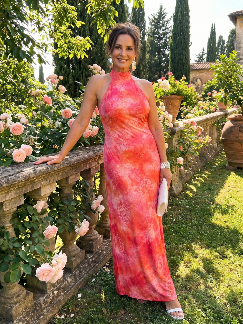 Coraline | Abito Maxi con Scollo Halter e Stampa
