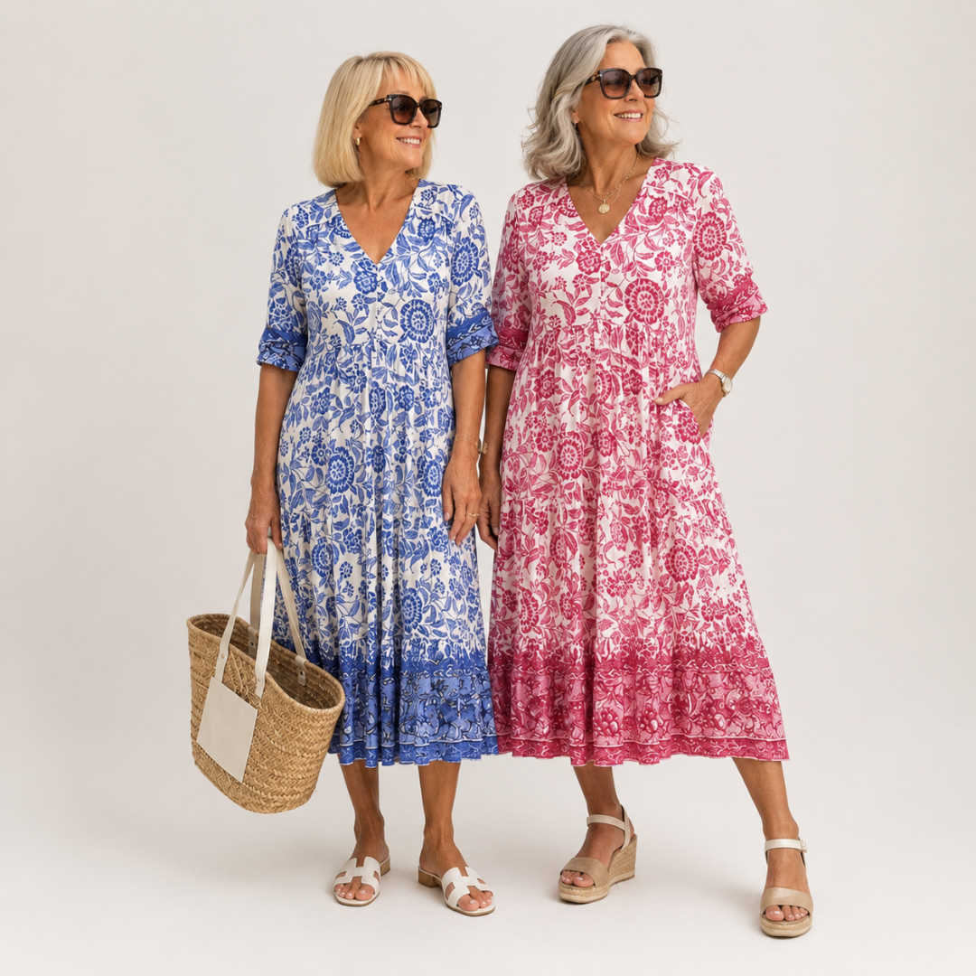 Keisha | Abito Floreale V-Neck Elegante