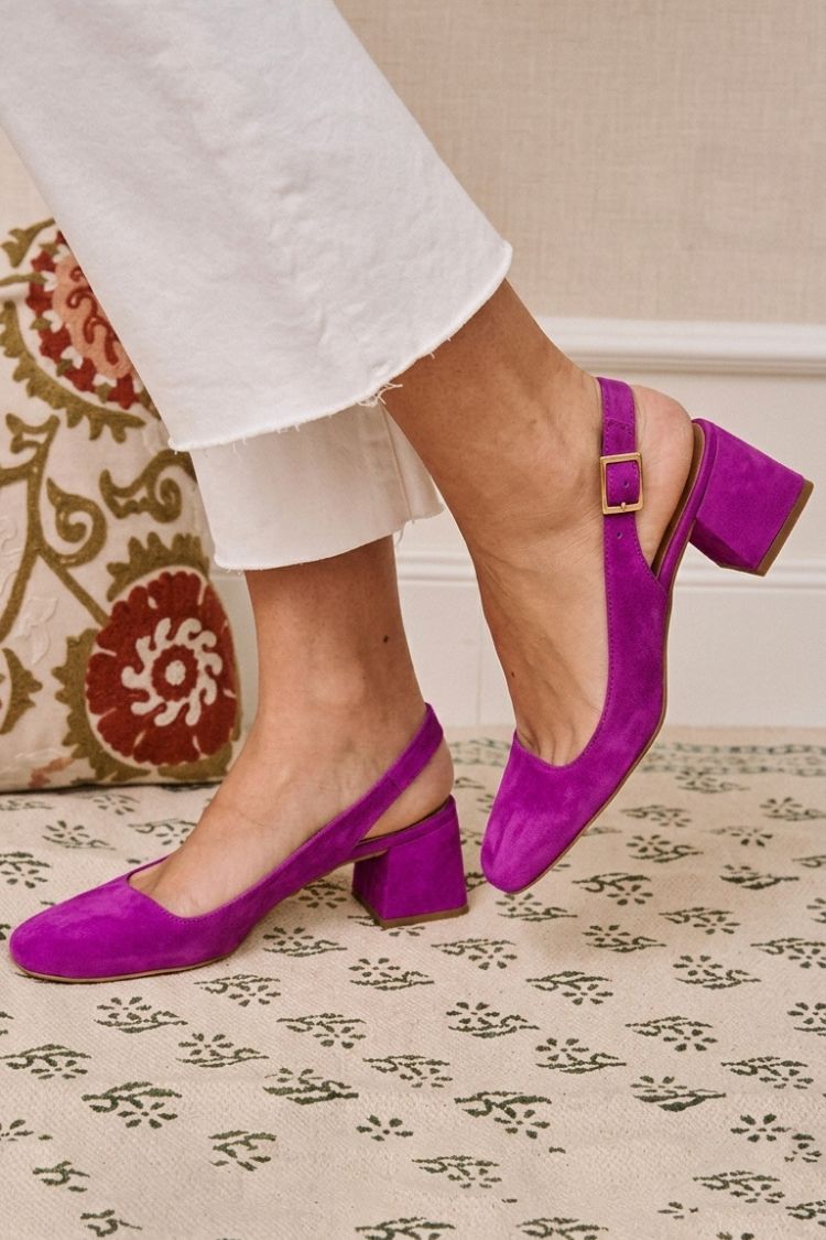 Tacchi slingback essenziali chunky Cachi a punta quadrata con fibbia