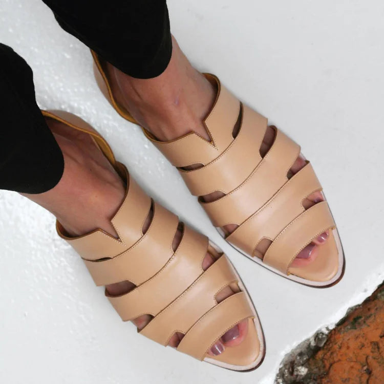 Ballerine cut-out peep toe slip-on casual a punta