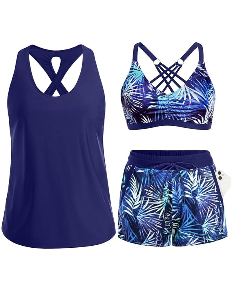 Maren | Set composto da bikini tankini a tre pezzi e copricostume