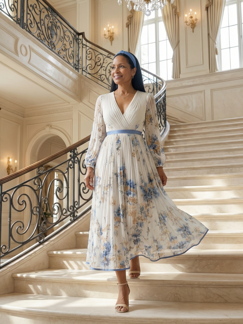 Rielle | Vestito Midi Avvolgente Plissettato