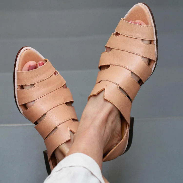Ballerine cut-out peep toe slip-on casual a punta