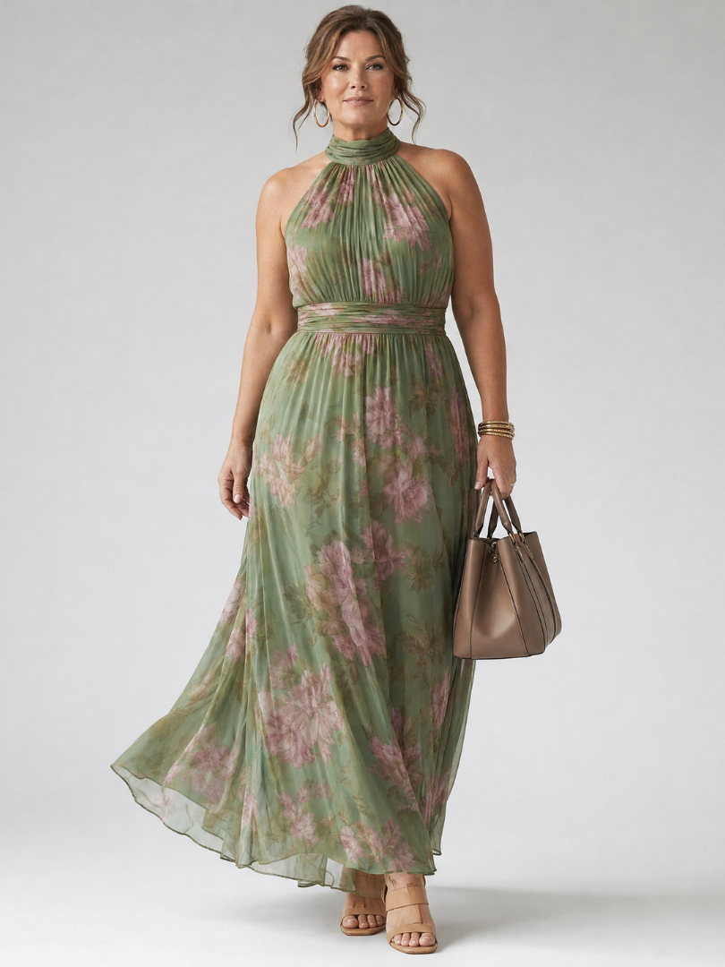 Mirelle | Vestito midi con scollo all'americana arricciato