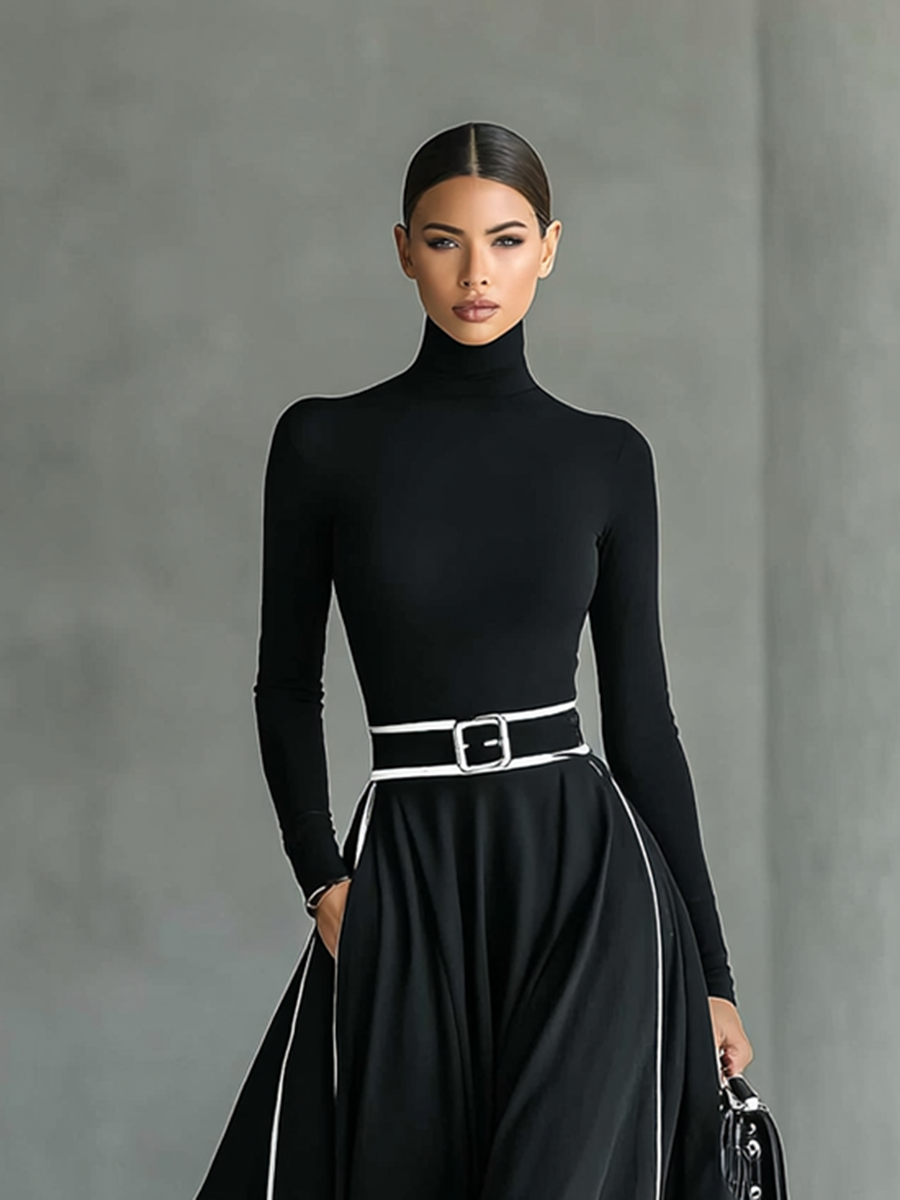 Susanna | Maxi Dress with Contrast Trim and Belt