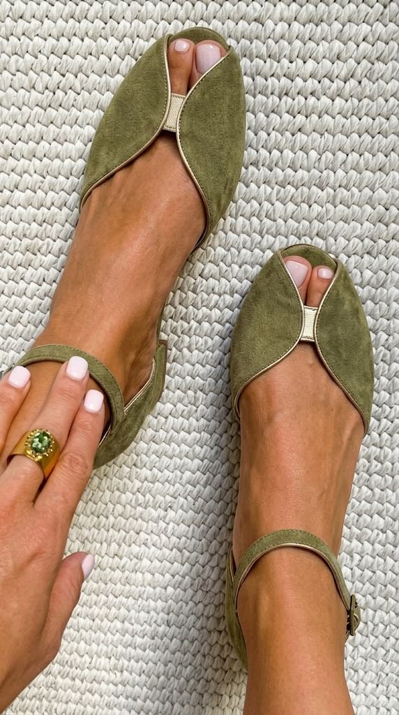 Ballerine peep toe scamosciate chic Blu con bordo metallizzato