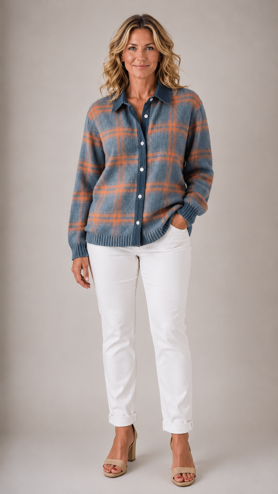 Haley | Cozy Plaid Knit Cardigan