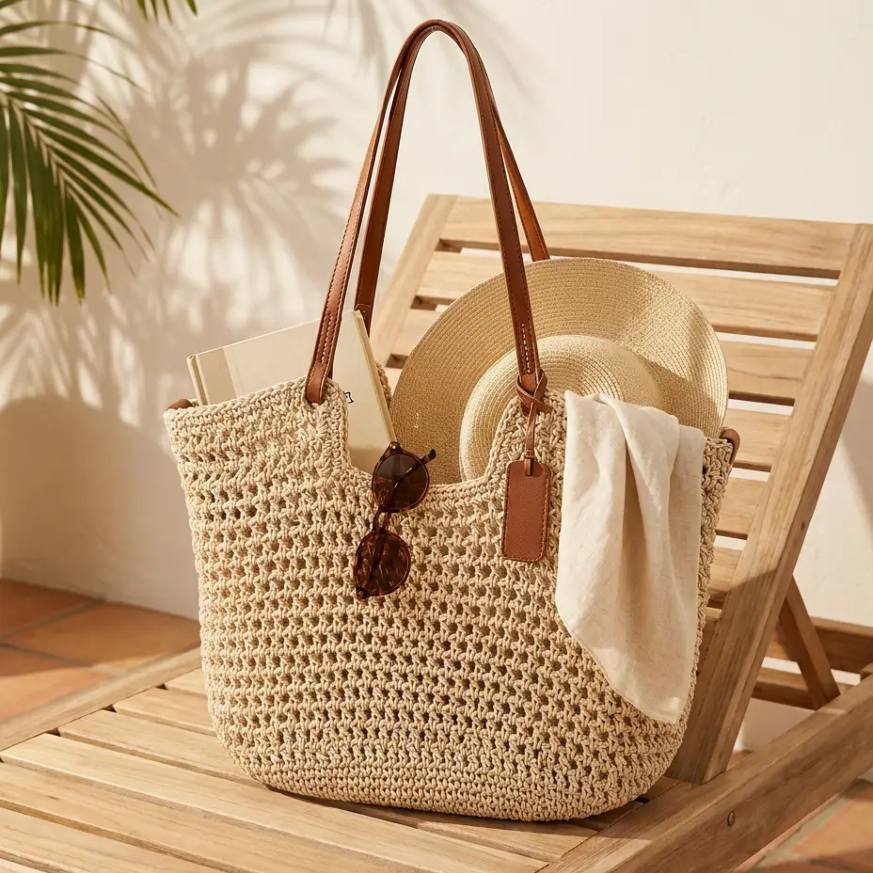 Sophia | Borsa Shopper Intrecciata a Mano all'Uncinetto