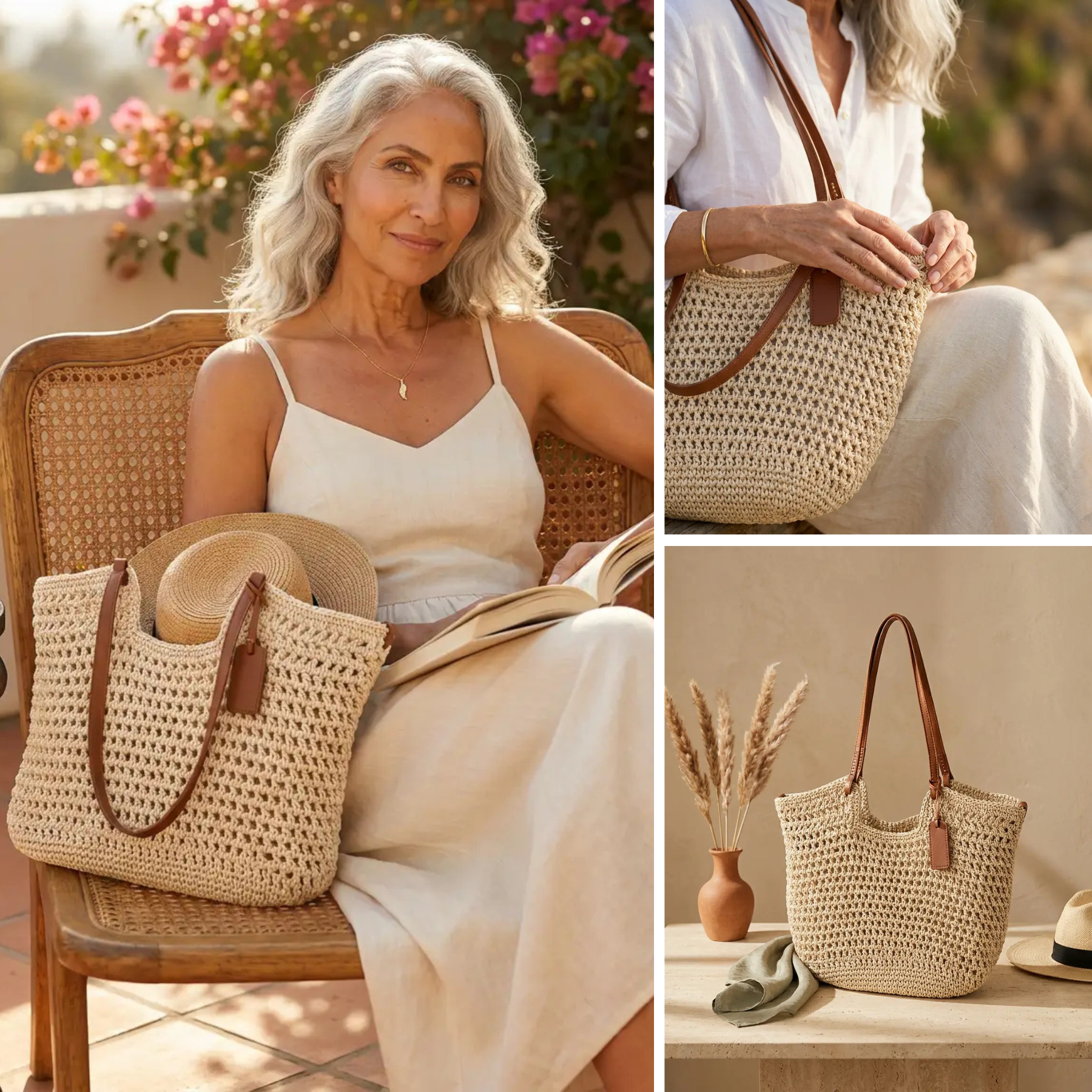 Sophia | Borsa Shopper Intrecciata a Mano all'Uncinetto