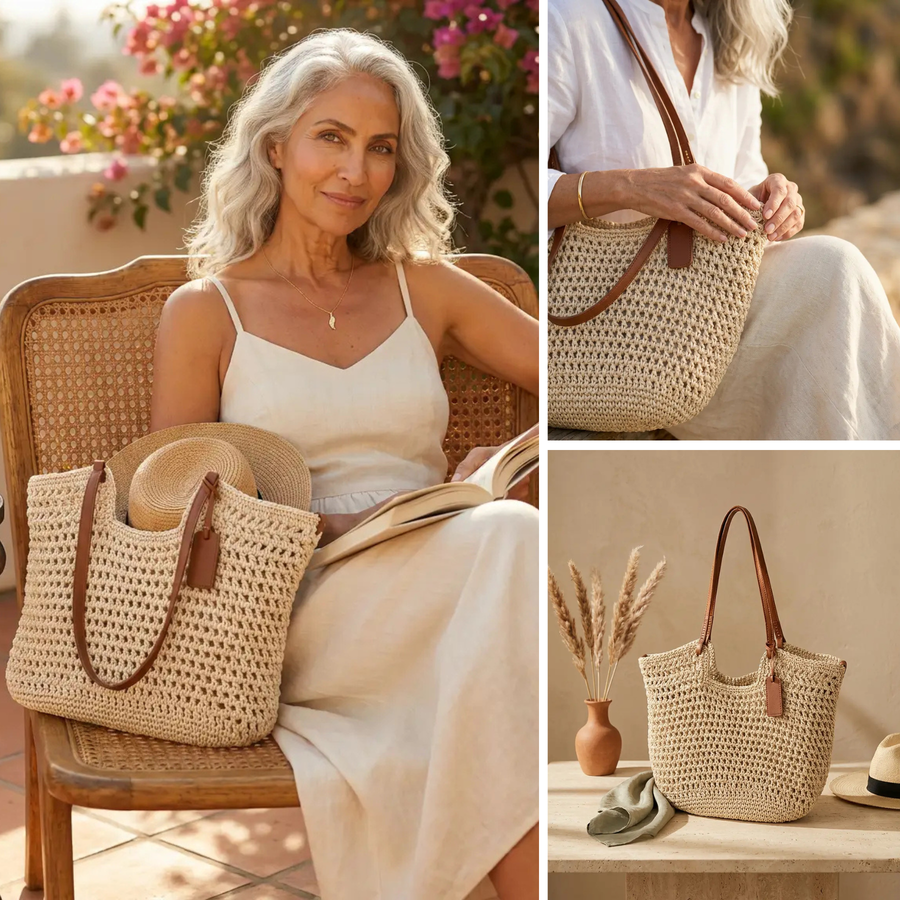 Sophia | Borsa Shopper Intrecciata a Mano all'Uncinetto