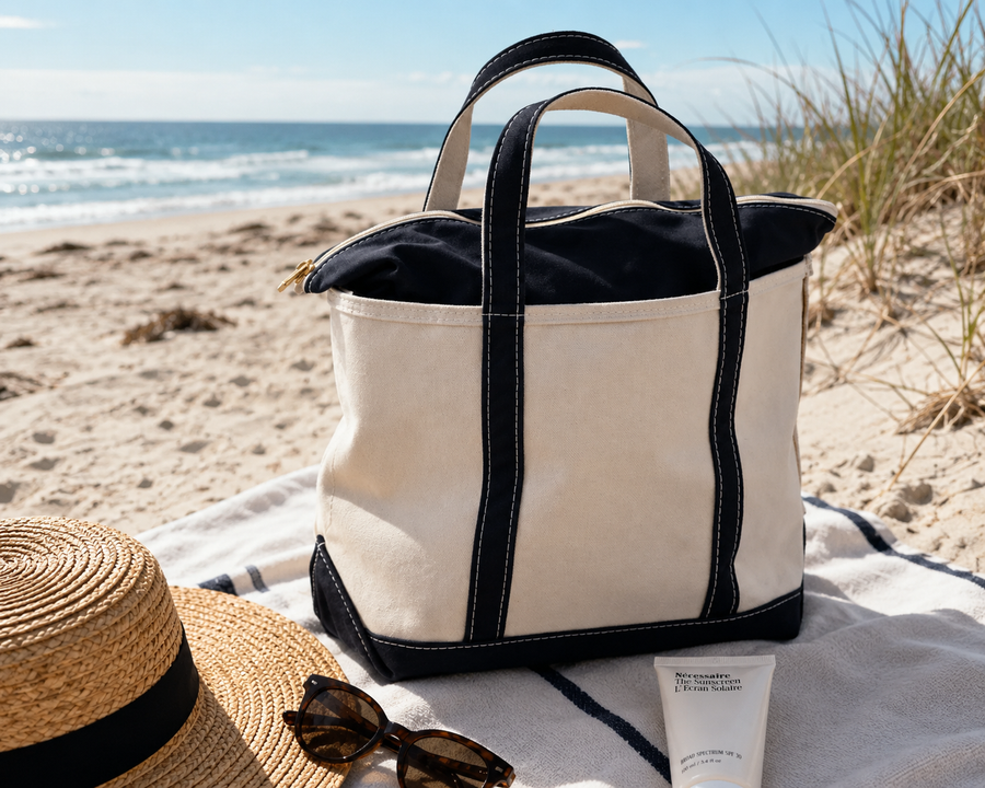 Borsa da Spiaggia in Tela – Tote con Zip per Donne