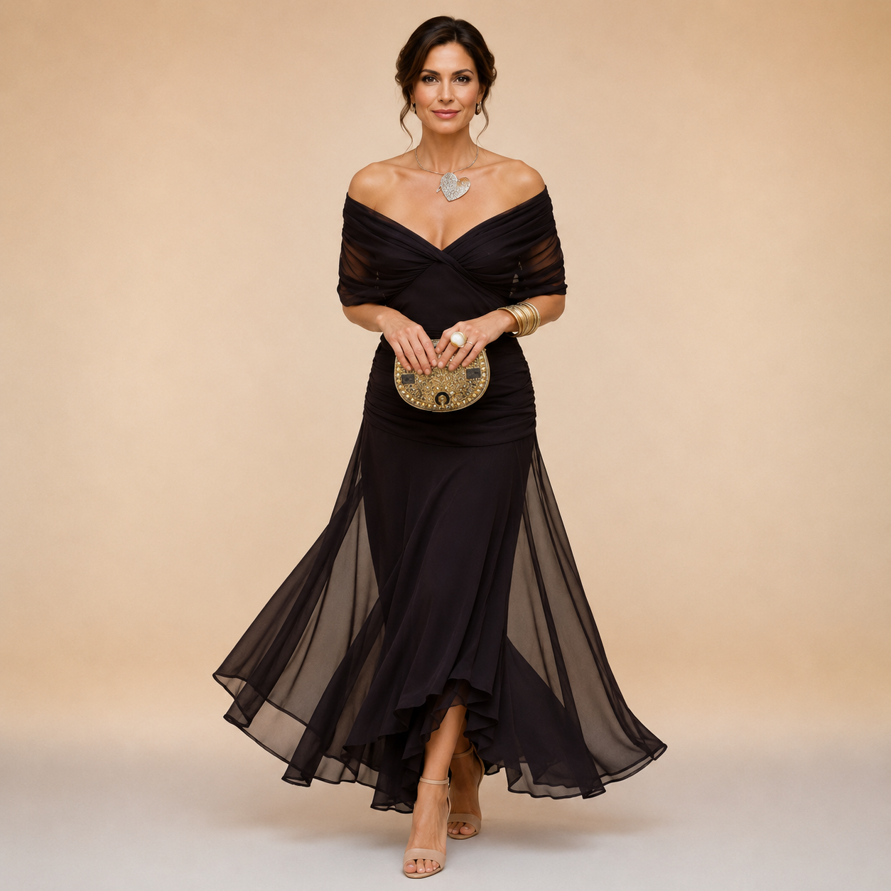 Emma | Abito Maxi da Sera con Scollatura a V Drappeggiata