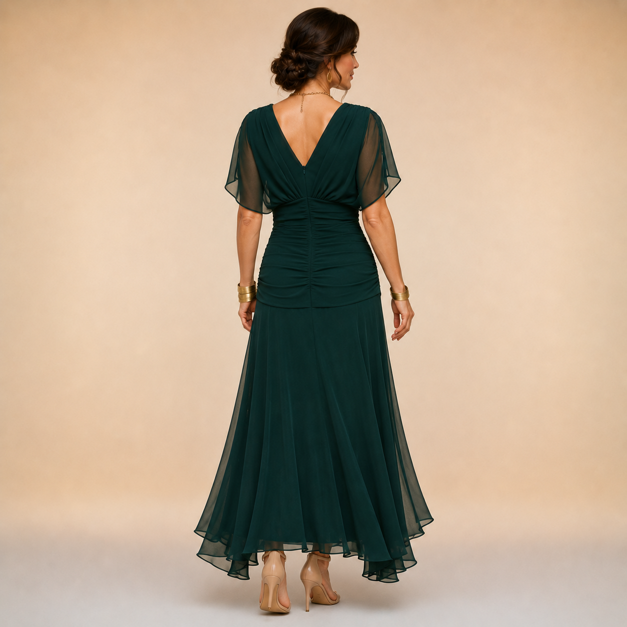 Emma | Abito Maxi da Sera con Scollatura a V Drappeggiata