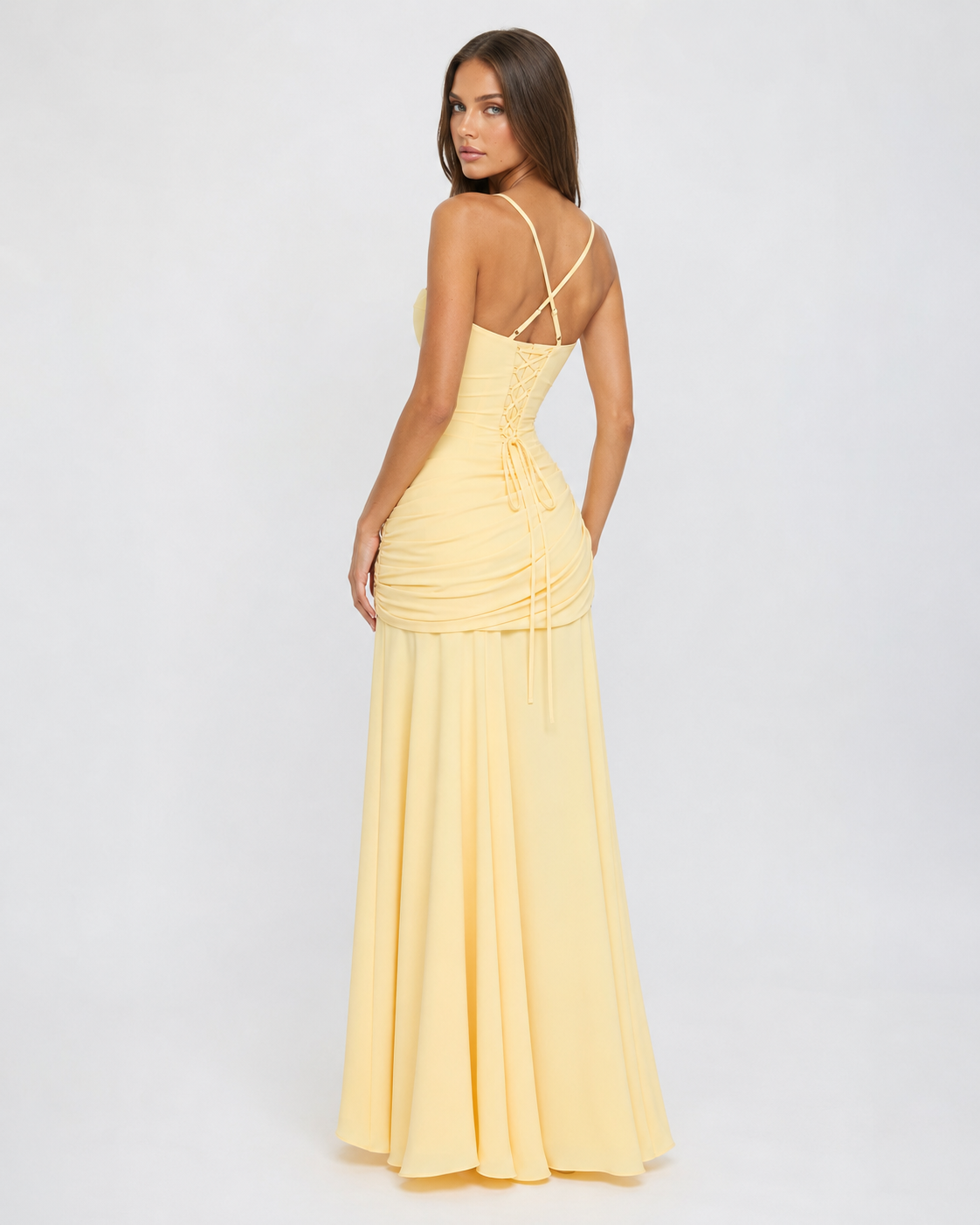 ENIE | Abito Maxy con Scollatura Quadrata Arricciata
