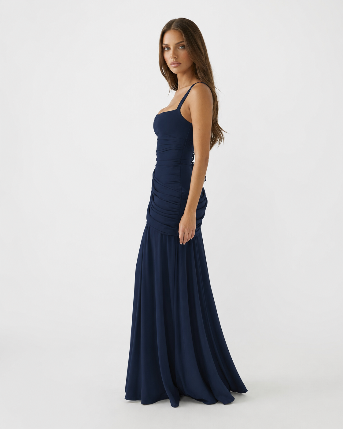 ENIE | Abito Maxy con Scollatura Quadrata Arricciata