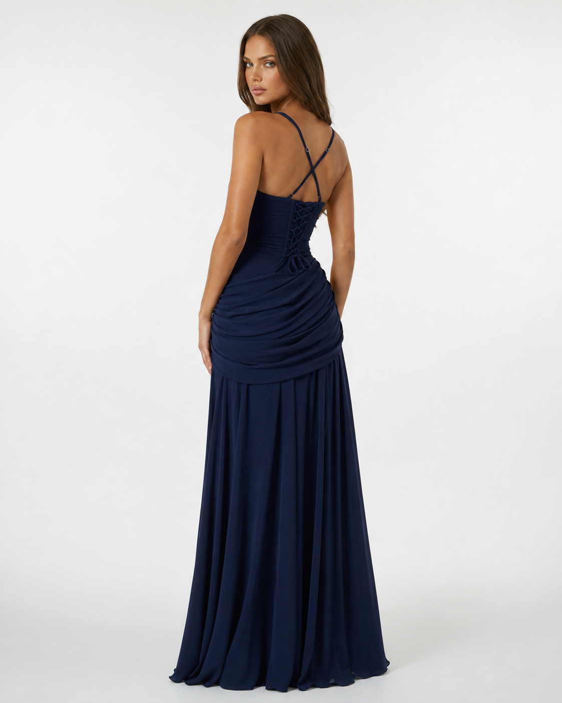 ENIE | Abito Maxy con Scollatura Quadrata Arricciata