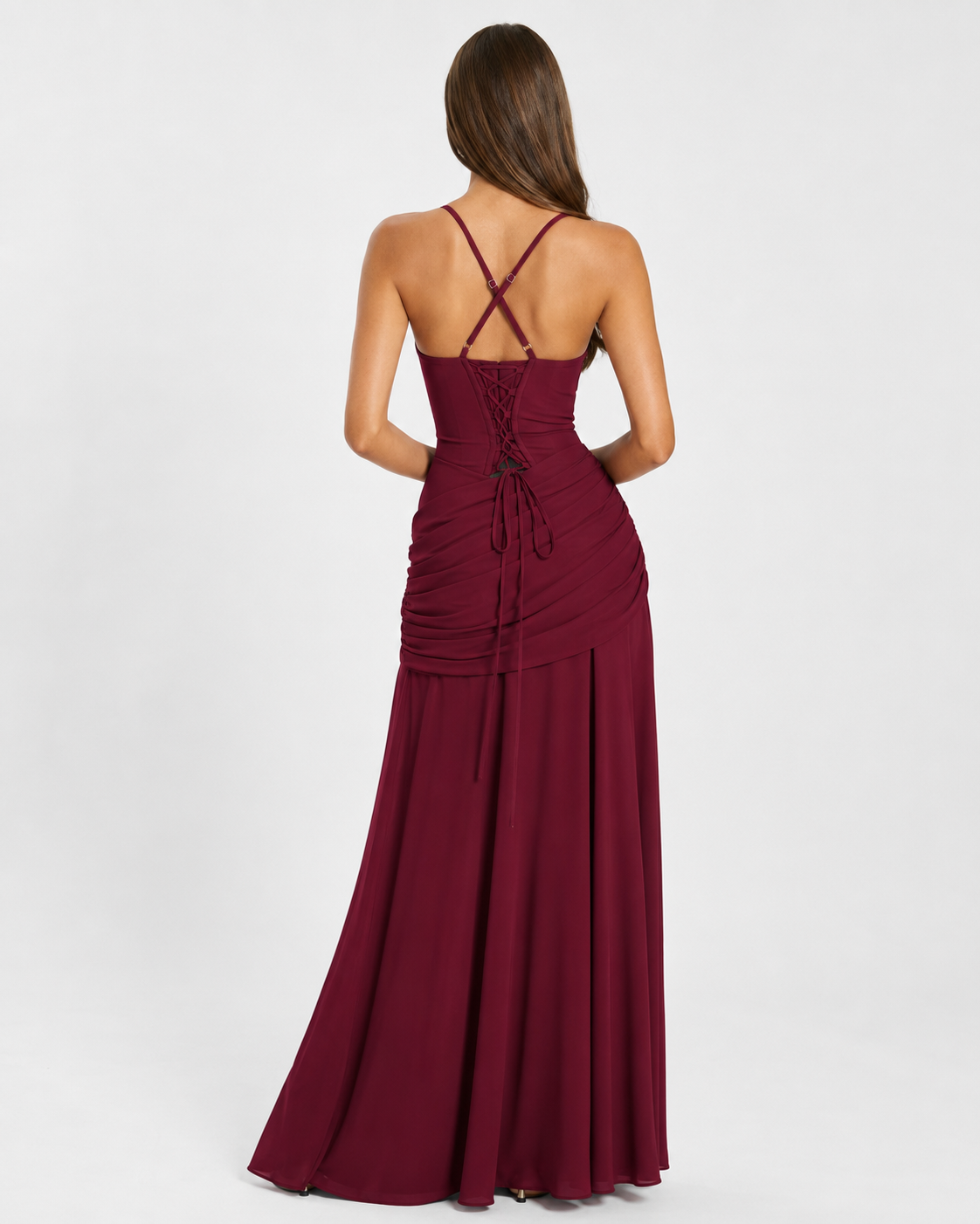 ENIE | Abito Maxy con Scollatura Quadrata Arricciata