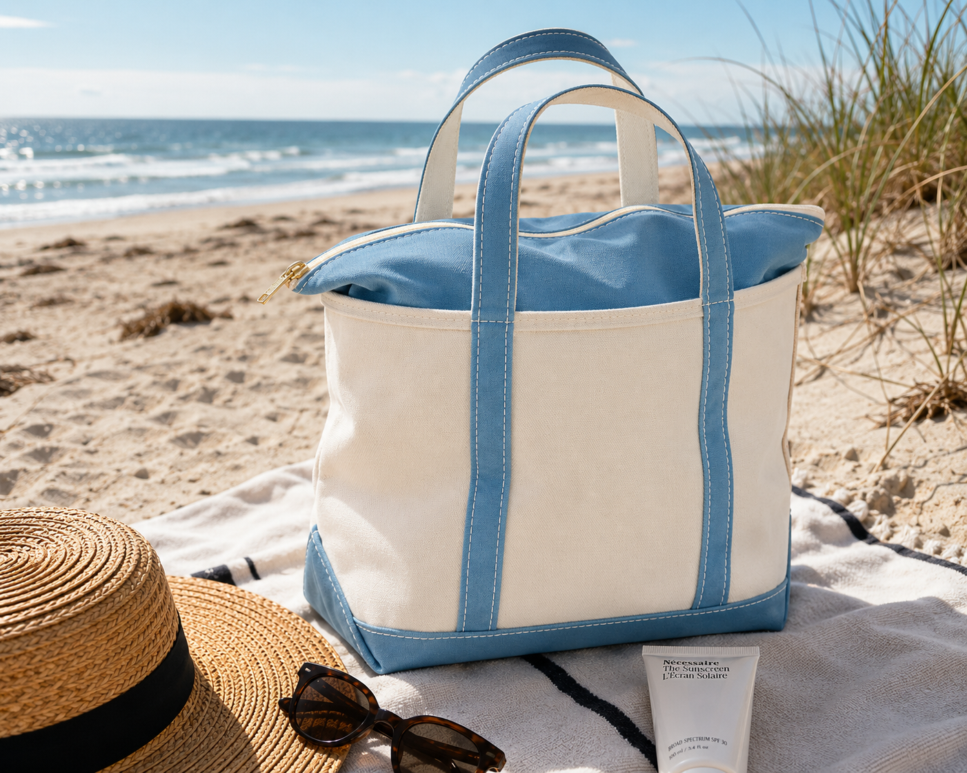 Borsa da Spiaggia in Tela – Tote con Zip per Donne