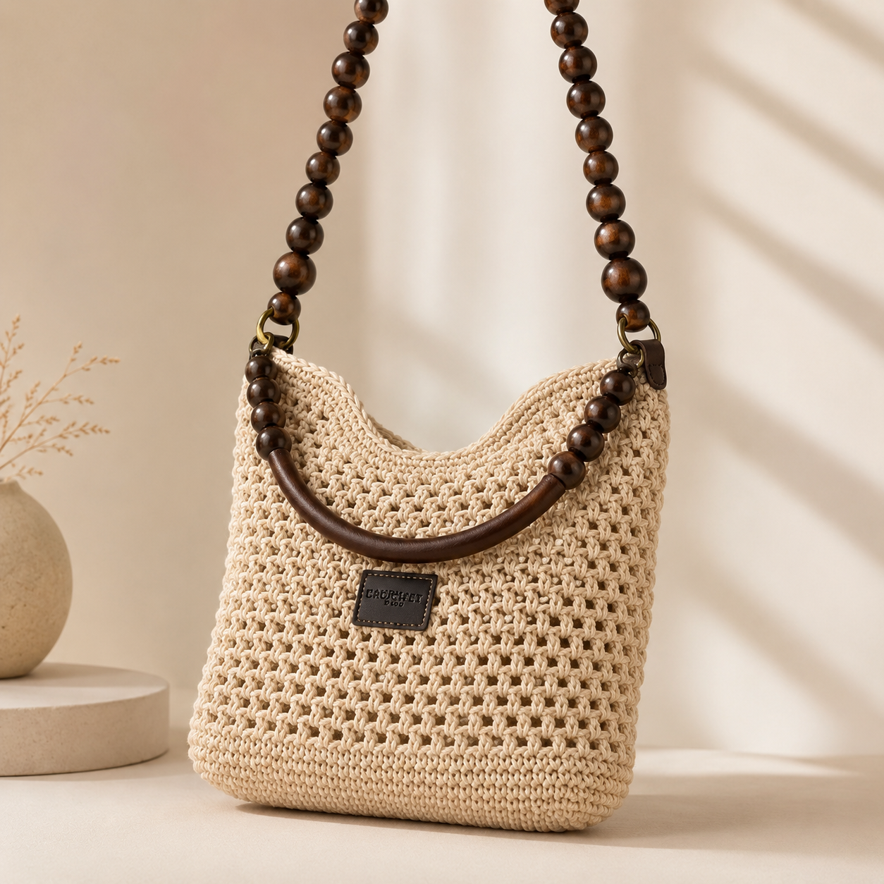Petra™ | La Borsa a Spalla di Perle di Legno