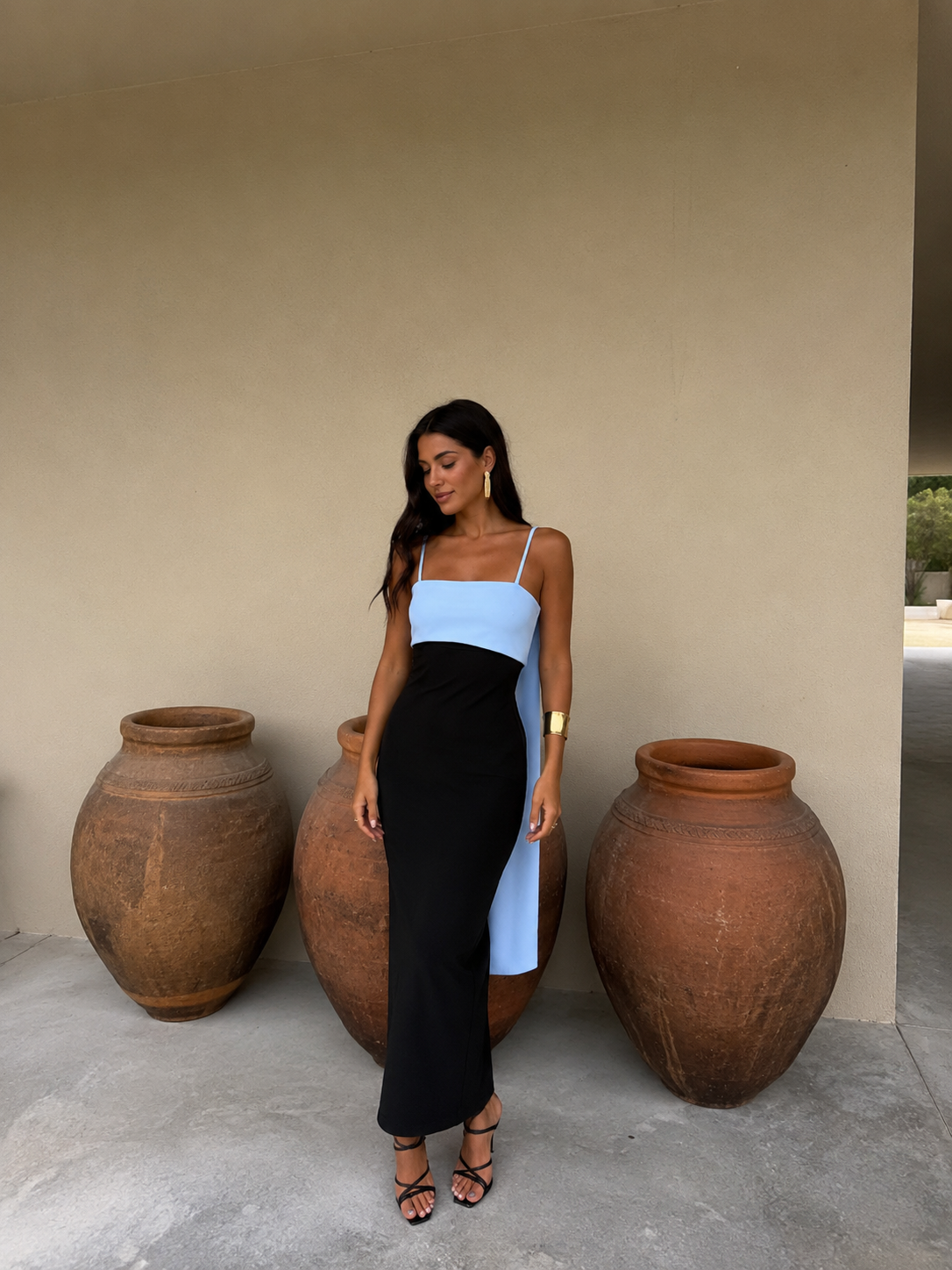 Nicoletta | Abito elegante nero e azzurro
