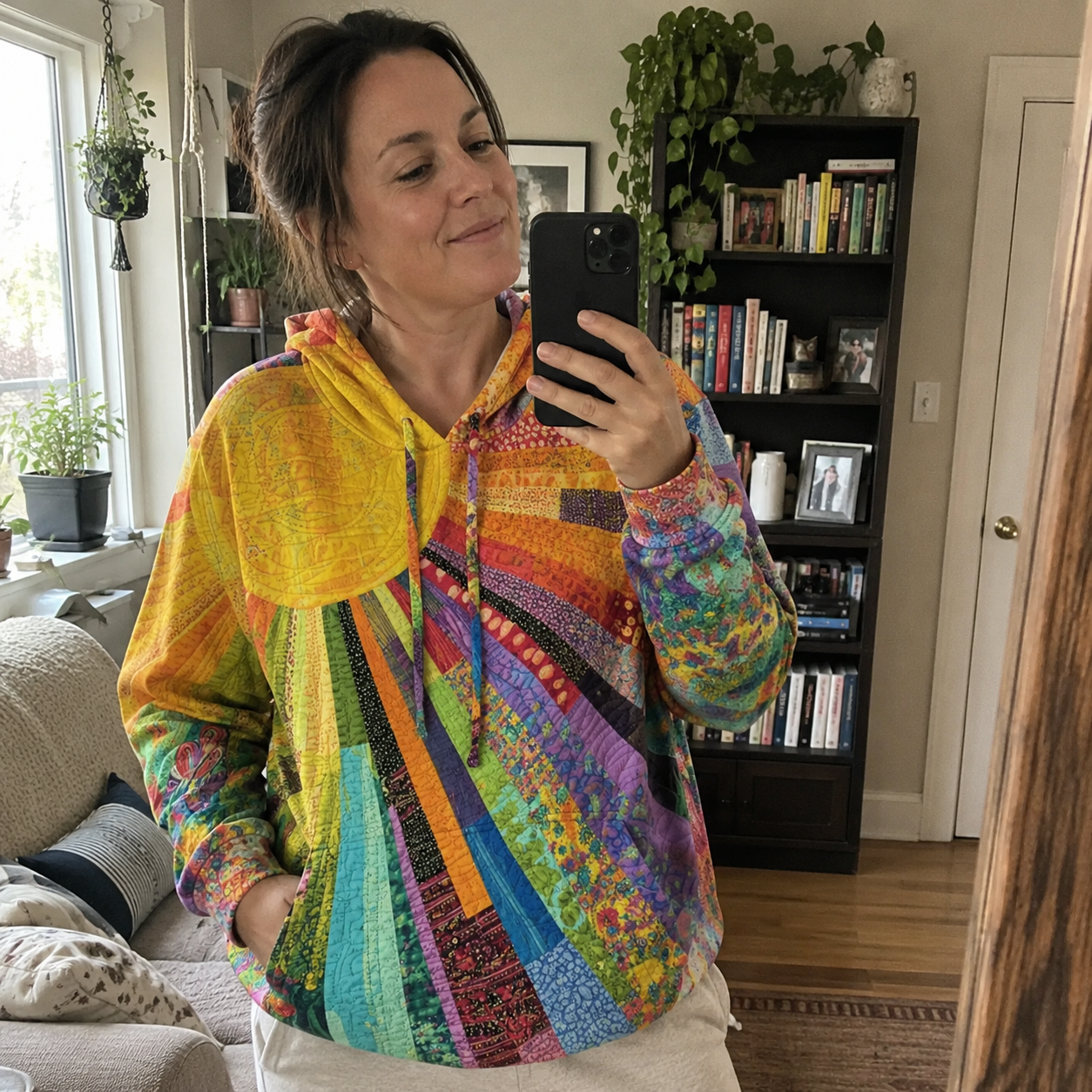 Dawnella | Bohemian Multicolour Patchwork Hoodie