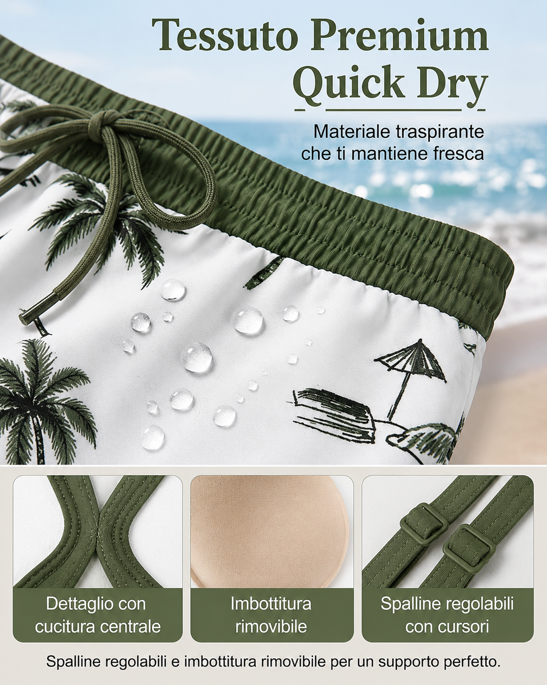 Maren | Set composto da bikini tankini a tre pezzi e copricostume